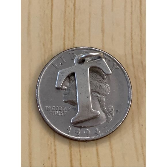 .925 Large T Sterling Silver Jewelry Charm #alphabet - Picture 3 of 3